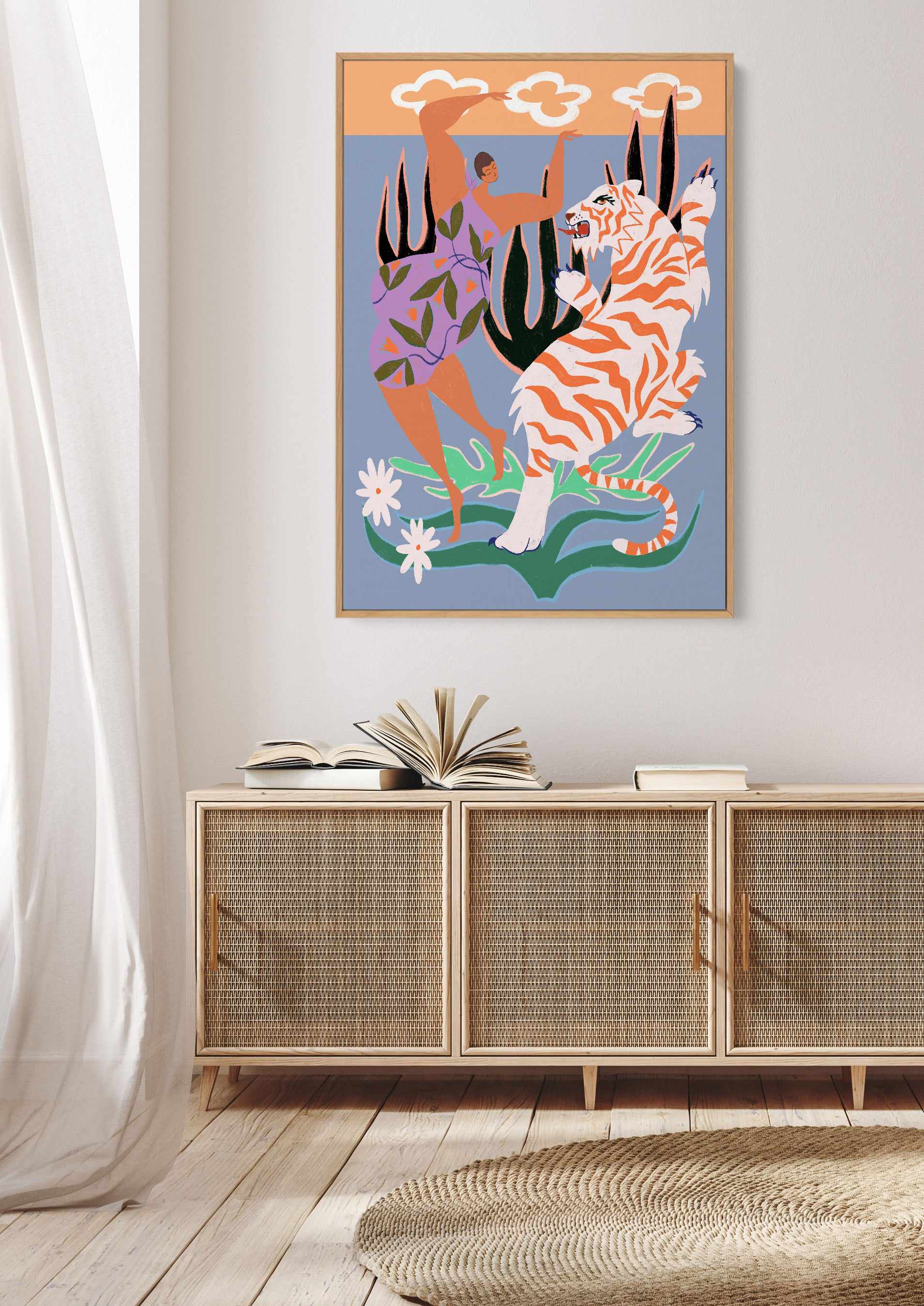 Hello Tiger by Arty Guava | Framed Canvas Art Print