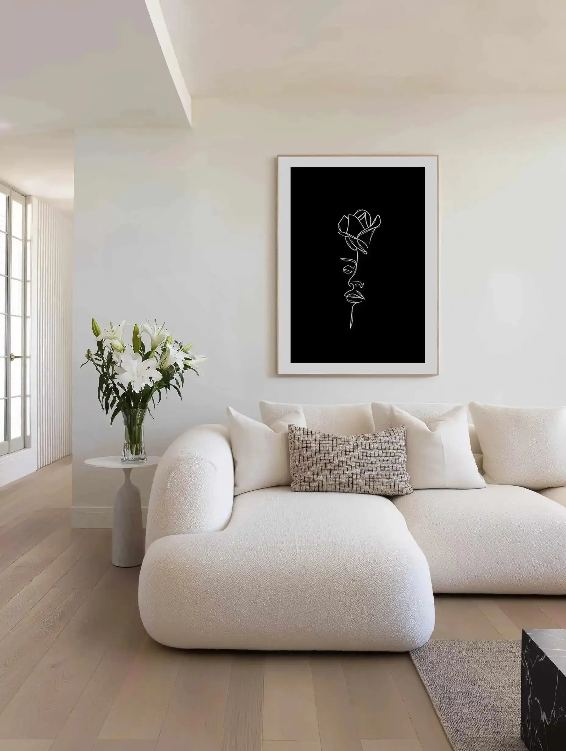 Her Wild Rose | B&W Art Print from Olive et Oriel where you can shop wallpaper and artworks online