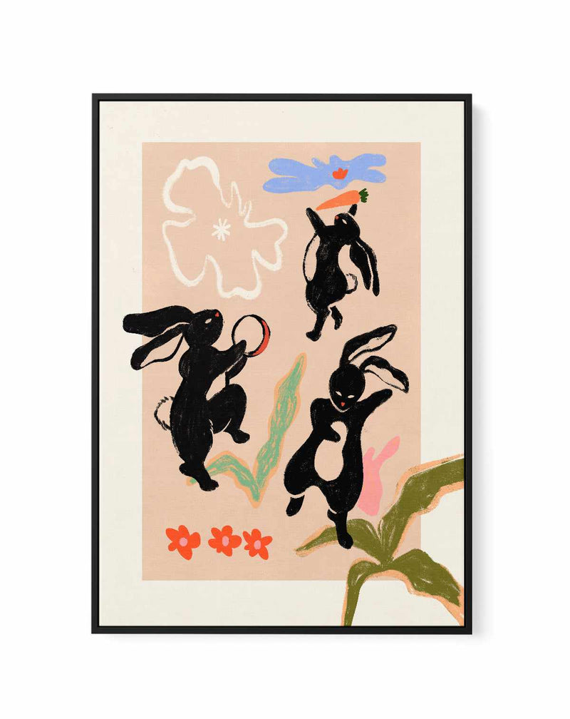 Here Come The Rabbits by Arty Guava | Framed Canvas Art Print