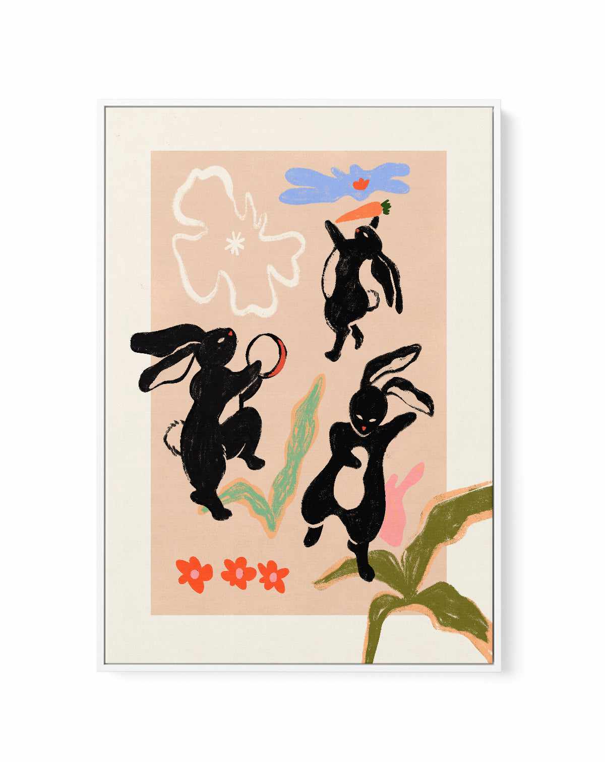 Here Come The Rabbits by Arty Guava | Framed Canvas Art Print – Olive ...