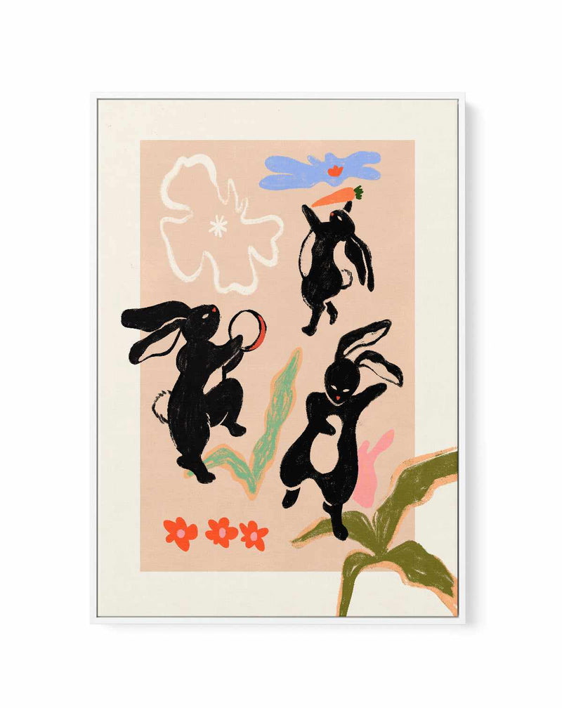 Here Come The Rabbits by Arty Guava | Framed Canvas Art Print