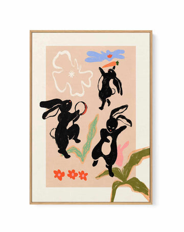 Here Come The Rabbits by Arty Guava | Framed Canvas Art Print from Olive et Oriel where you can shop wallpaper and artworks online