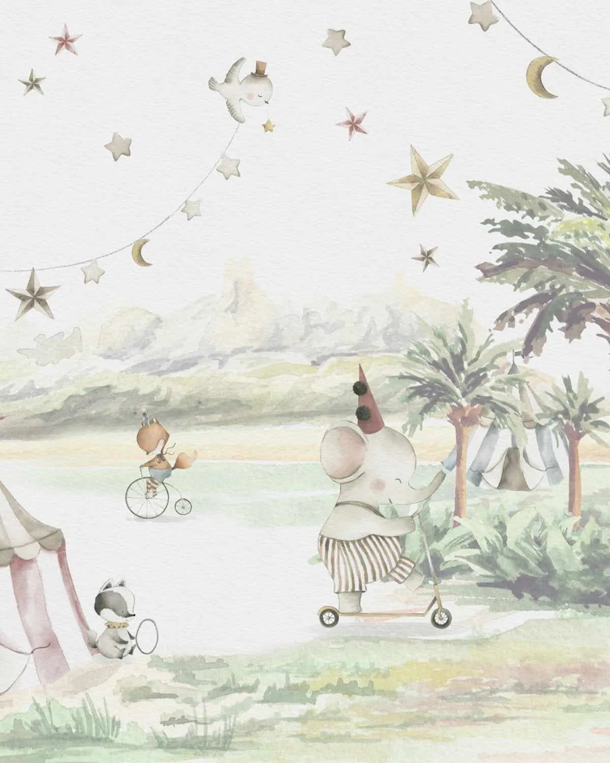 Moonlight Circus Wallpaper Mural from Olive et Oriel where you can shop wallpaper and artworks online