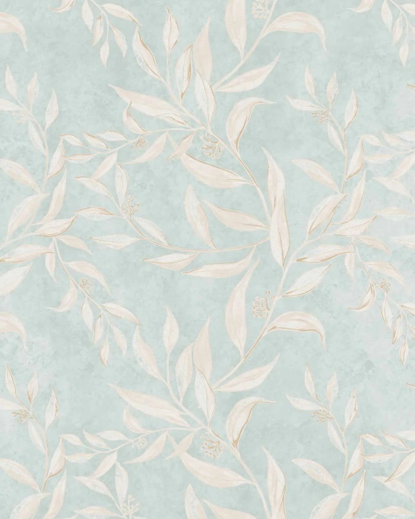 Olive Leaf Wallpaper in Blue Grey from Olive et Oriel where you can shop wallpaper and artworks online
