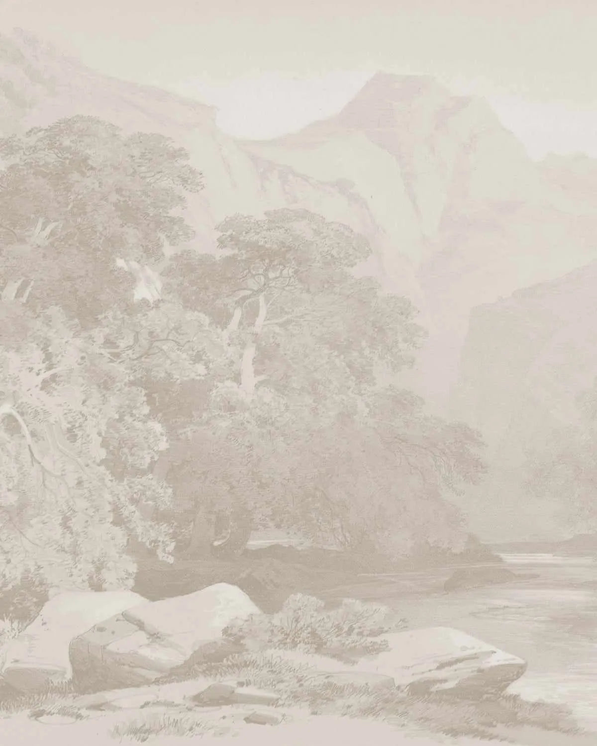 Bushland Mountain Stream Wallpaper Mural from Olive et Oriel where you can shop wallpaper and artworks online
