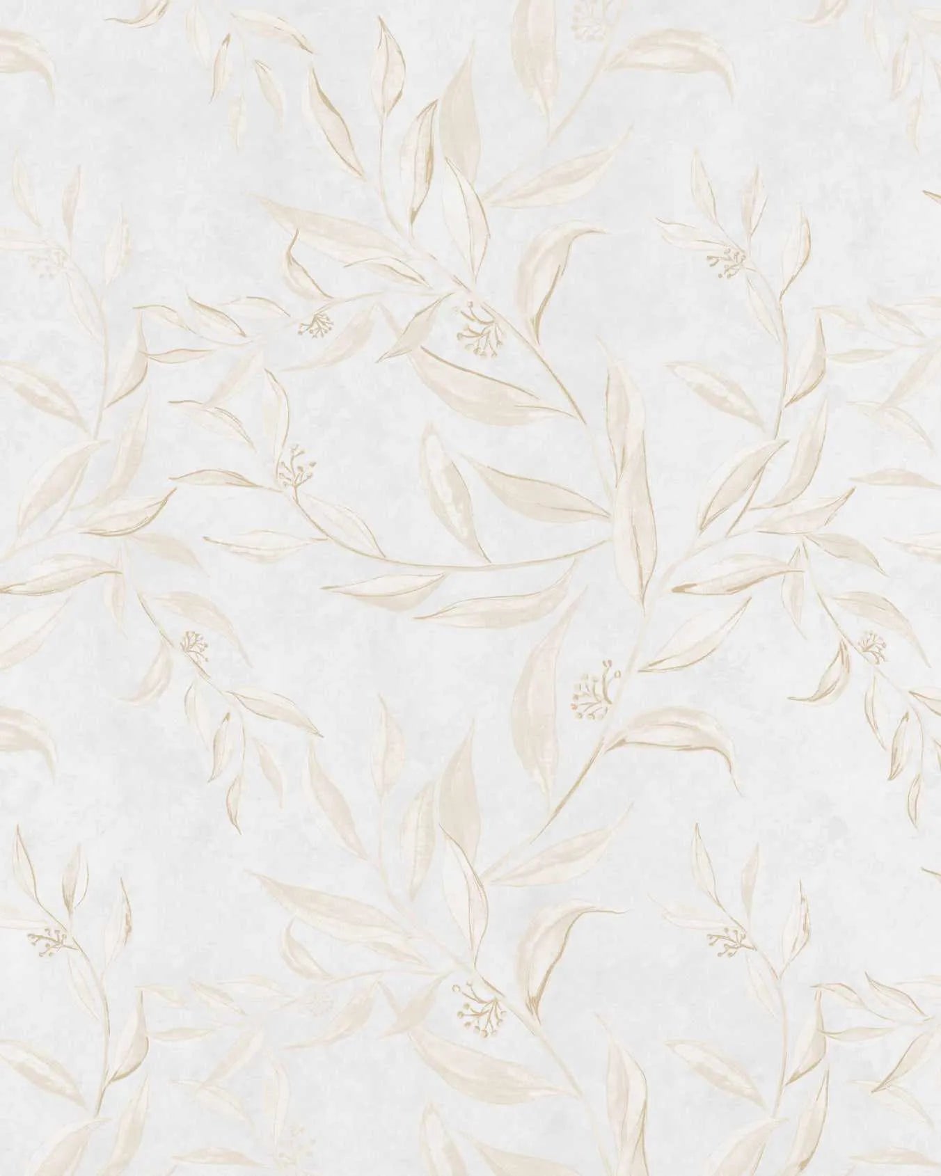 Olive Leaf Wallpaper in Dove Grey from Olive et Oriel where you can shop wallpaper and artworks online