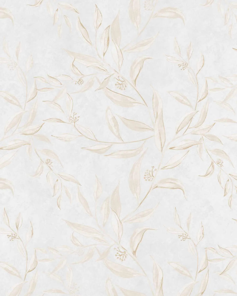 Olive Leaf Wallpaper in Dove Grey from Olive et Oriel where you can shop wallpaper and artworks online