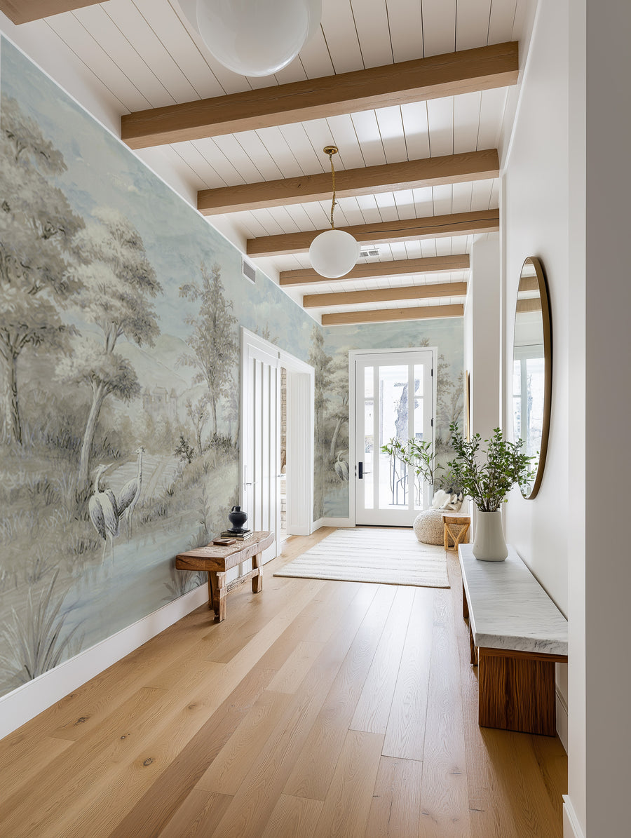 Heron Lake Scenic Wallpaper Mural Wallpaper from Olive et Oriel where you can shop wallpaper and artworks online