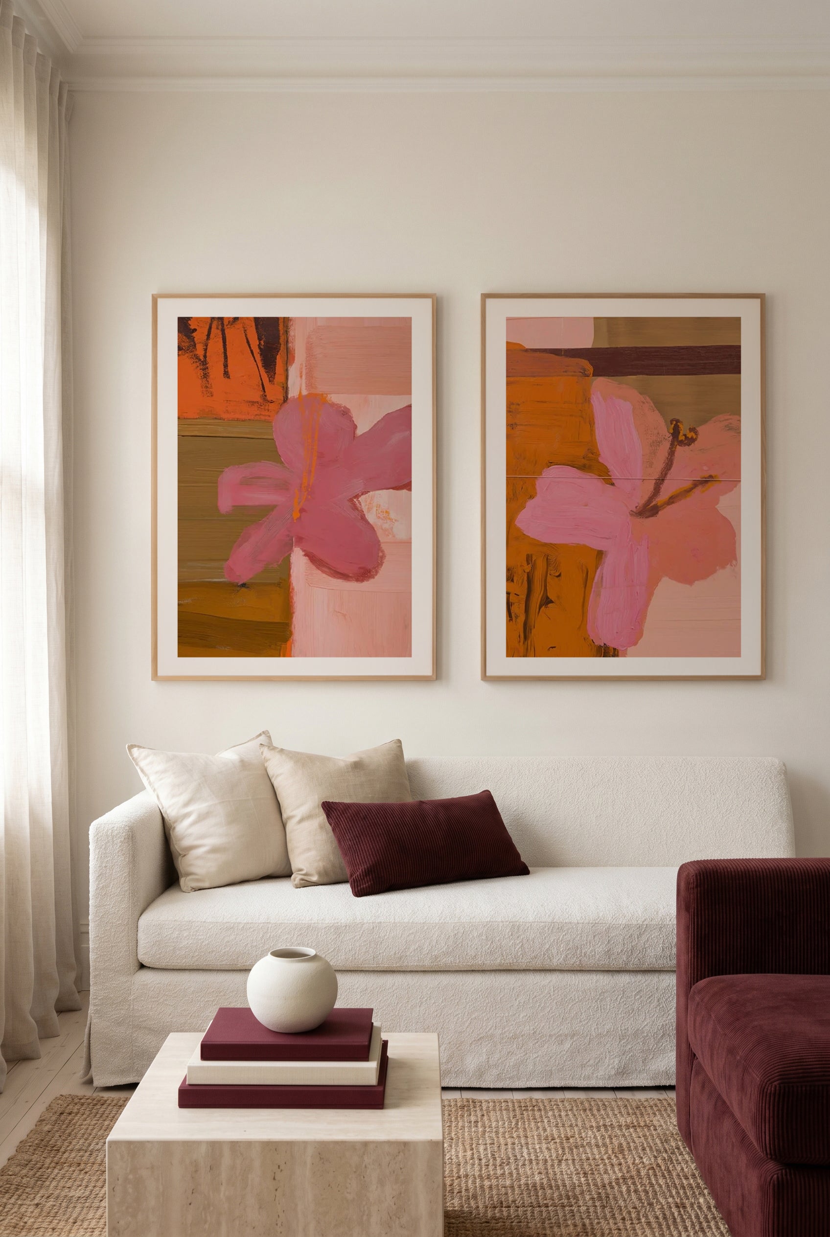 Hibiscus Heat I & II Art Print Set of 2 | Matching Wall Art