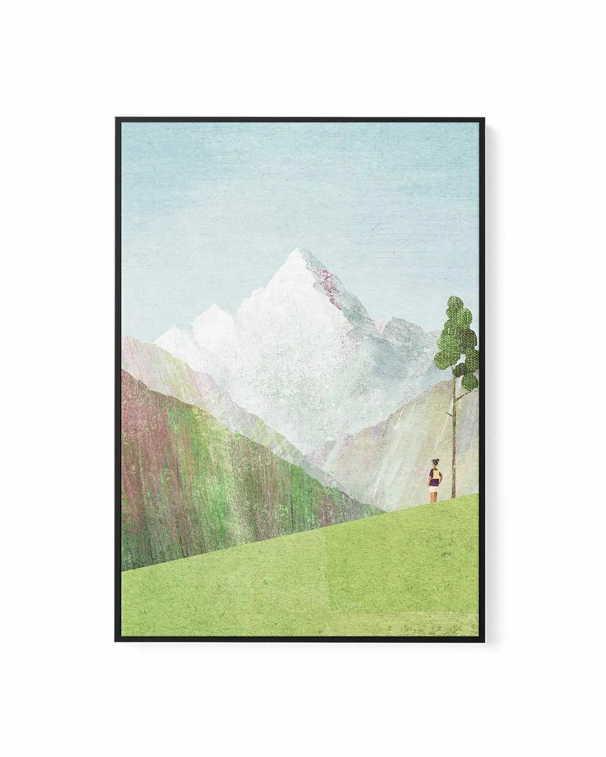 Hiking in the Mountains by Henry Rivers | Framed Canvas Art Print from Olive et Oriel where you can shop wallpaper and artworks online