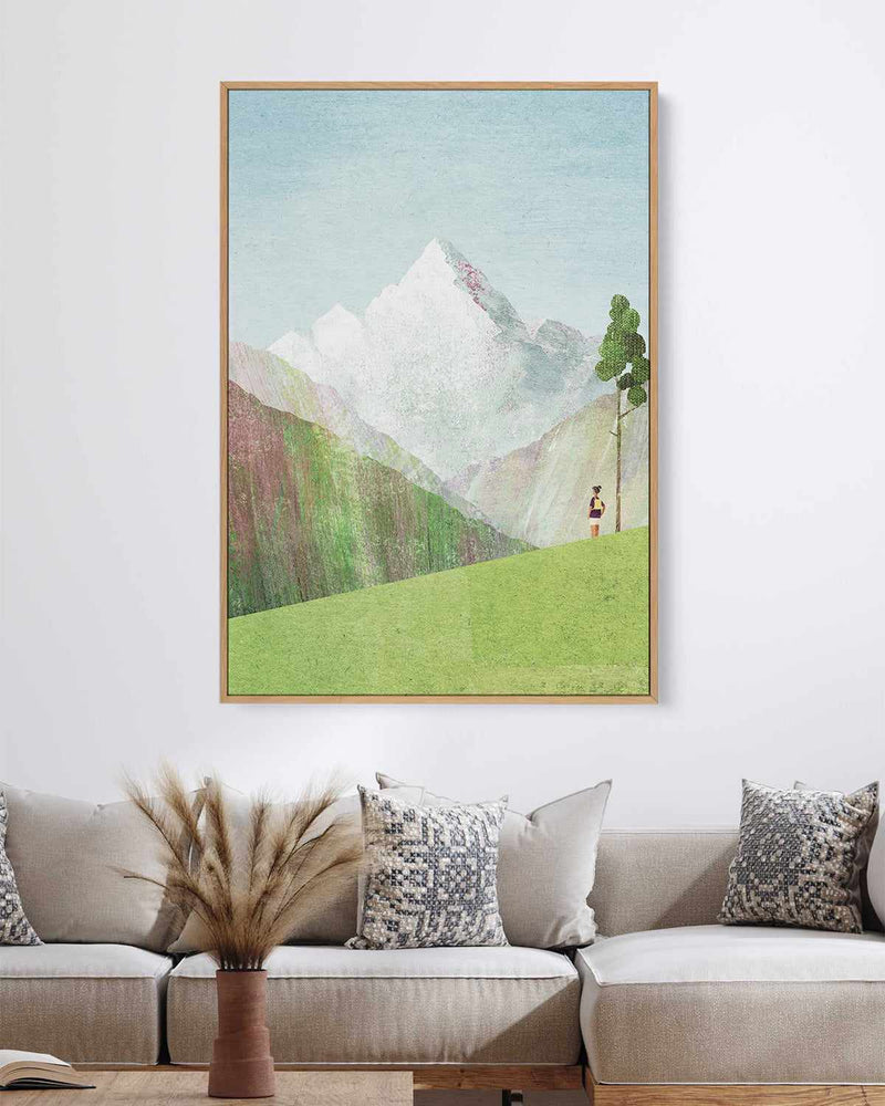 Hiking in the Mountains by Henry Rivers | Framed Canvas Art Print