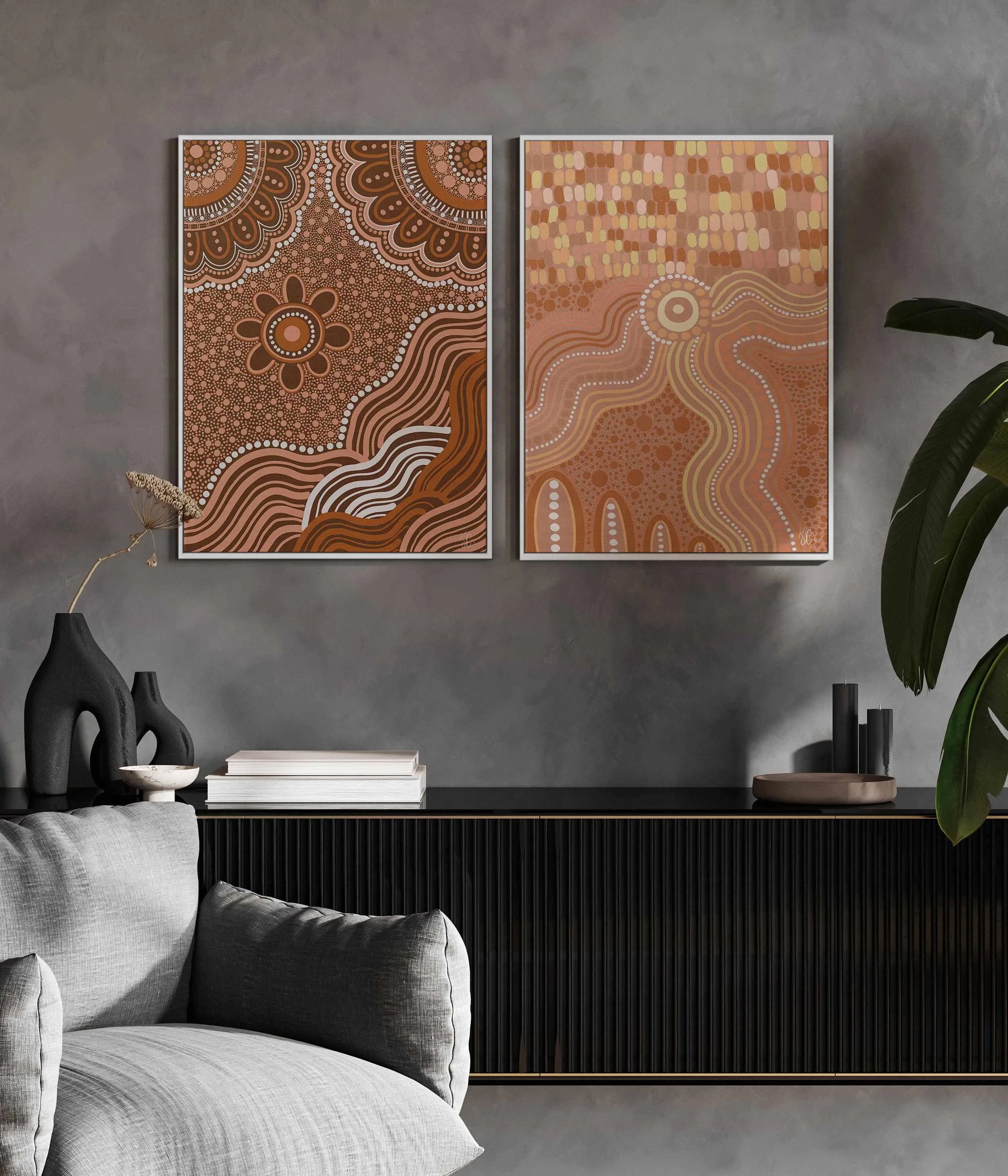 Hills of Happiness by Kiz Costelloe | Framed Canvas Art Print from Olive et Oriel where you can shop wallpaper and artworks online