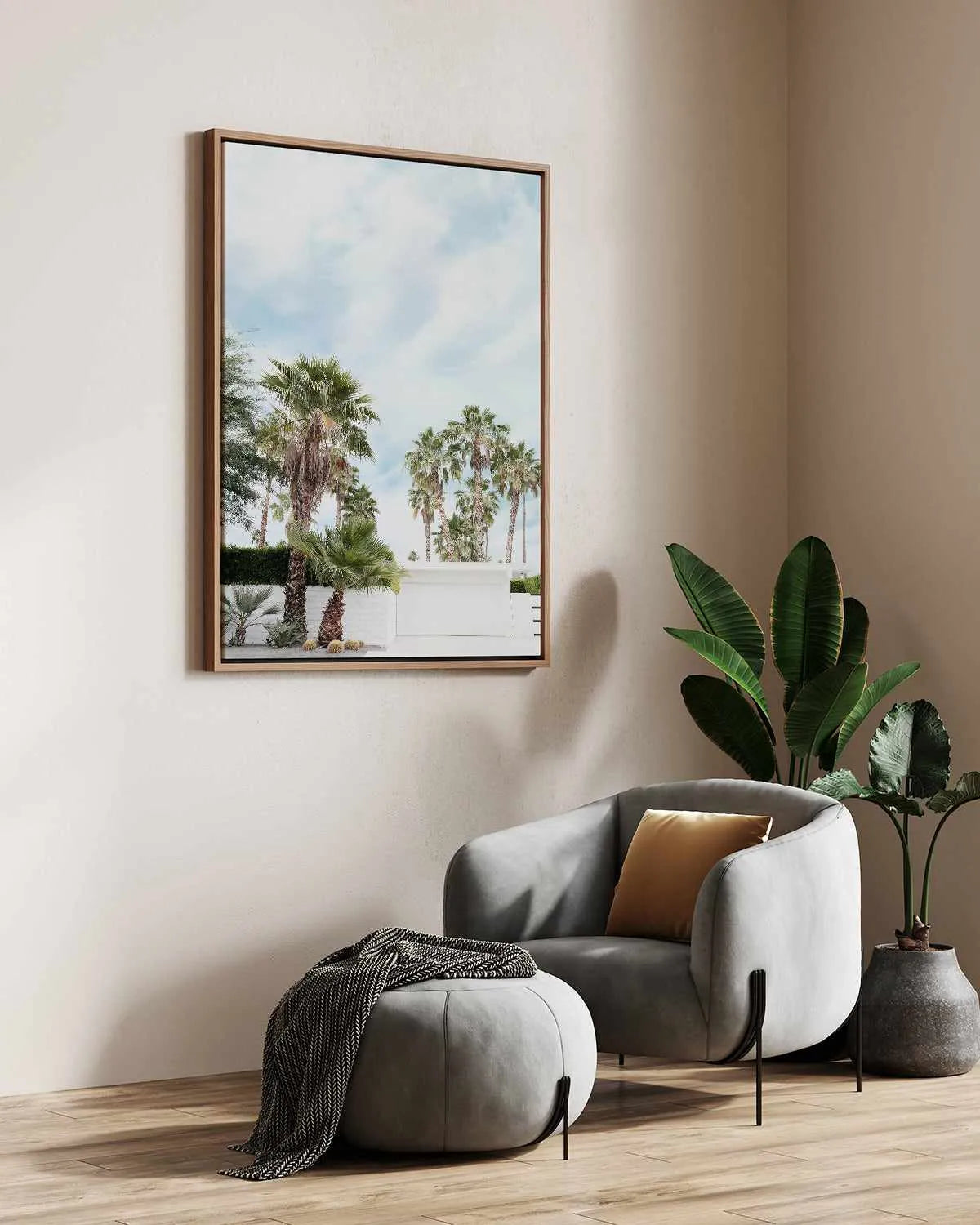 Home, Palm Springs | Framed Canvas Art Print from Olive et Oriel where you can shop wallpaper and artworks online