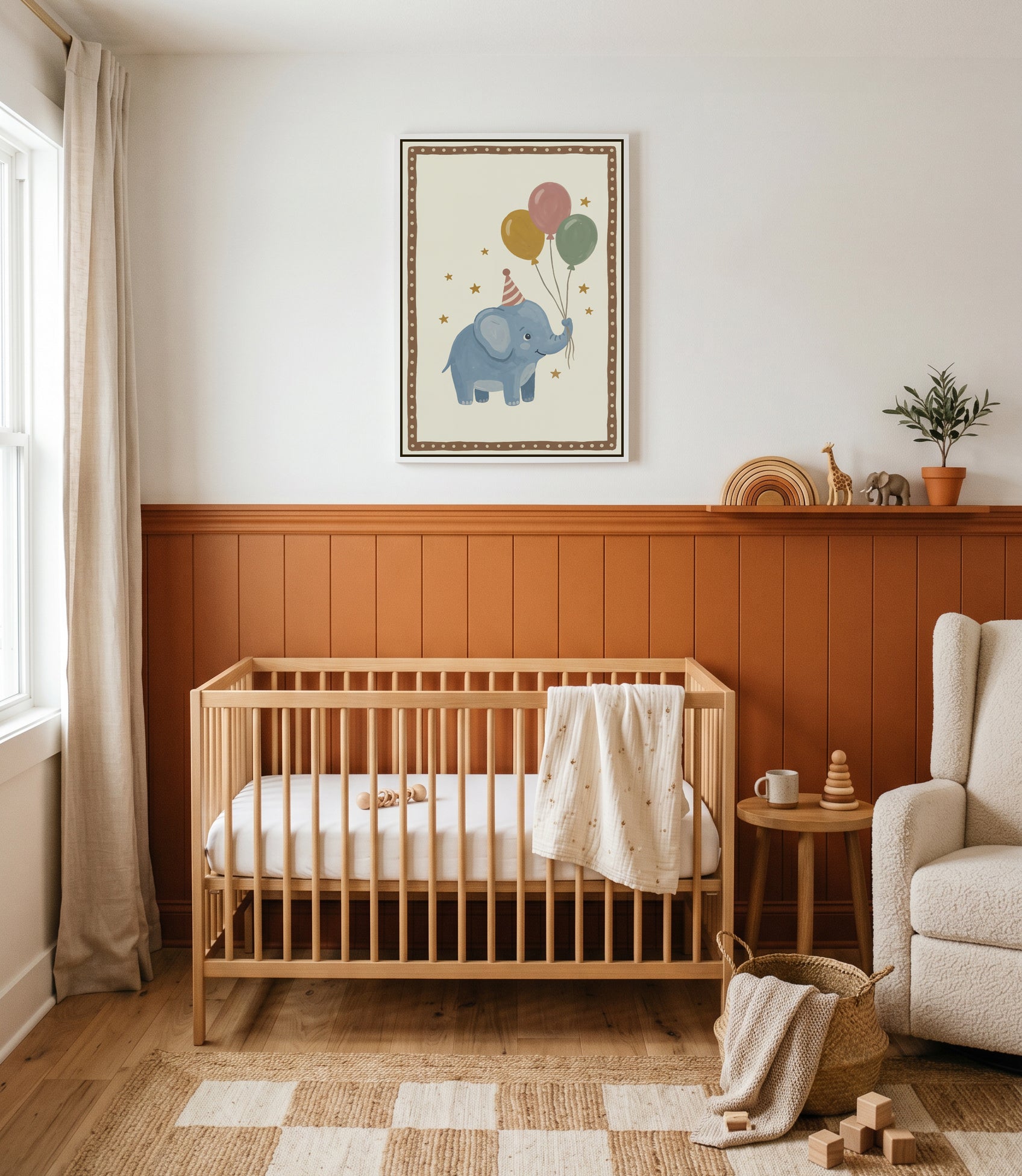 Hooray Little Elephant | Framed Canvas Art Print
