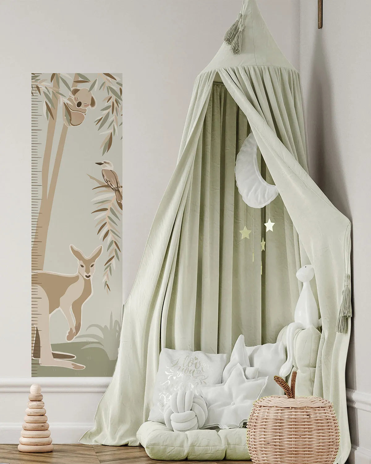 Hop to the Top Height Chart Decal from Olive et Oriel where you can shop wallpaper and artworks online