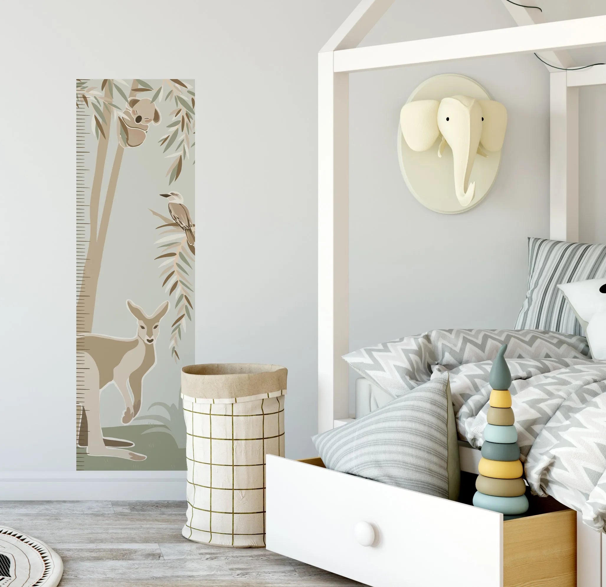 Hop to the Top Height Chart Decal from Olive et Oriel where you can shop wallpaper and artworks online