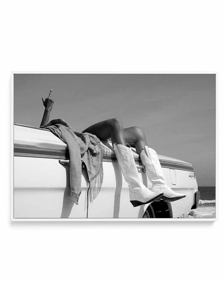 Hotel California II B&W by Amy Hallam Framed Canvas Art Print Olive