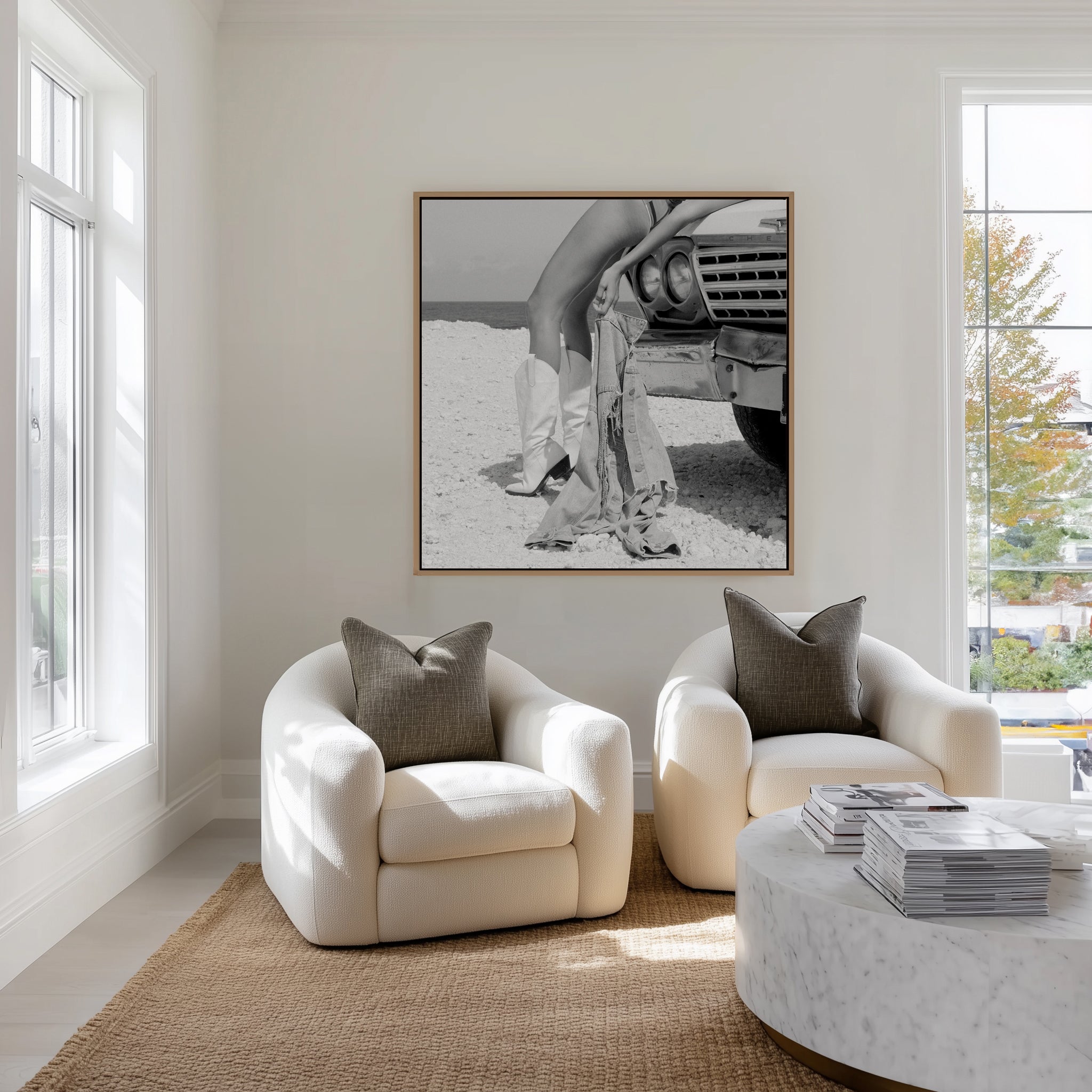 Cali Days I B&W by Amy Hallam | Framed Canvas Art Print