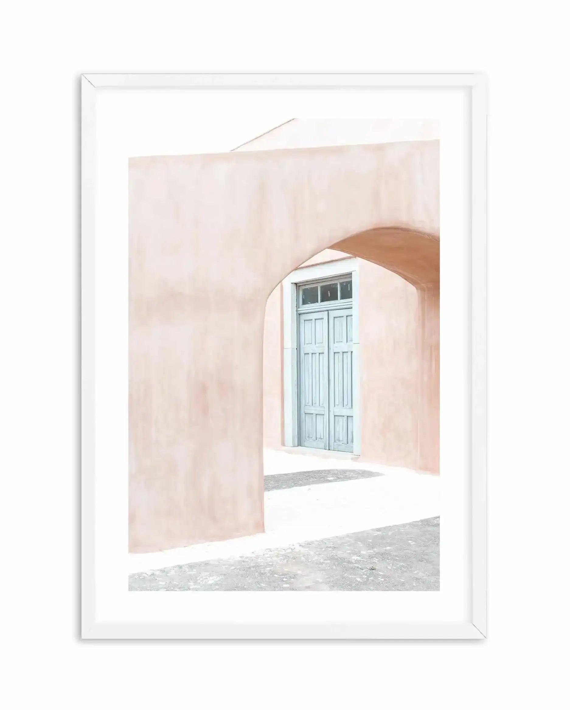 House Of Peach I | Santorini Art Print-Shop Greece Wall Art Prints Online with Olive et Oriel - Our collection of Greek Islands art prints offer unique wall art including blue domes of Santorini in Oia, mediterranean sea prints and incredible posters from Milos and other Greece landscape photography - this collection will add mediterranean blue to your home, perfect for updating the walls in coastal, beach house style. There is Greece art on canvas and extra large wall art with fast, free shippi