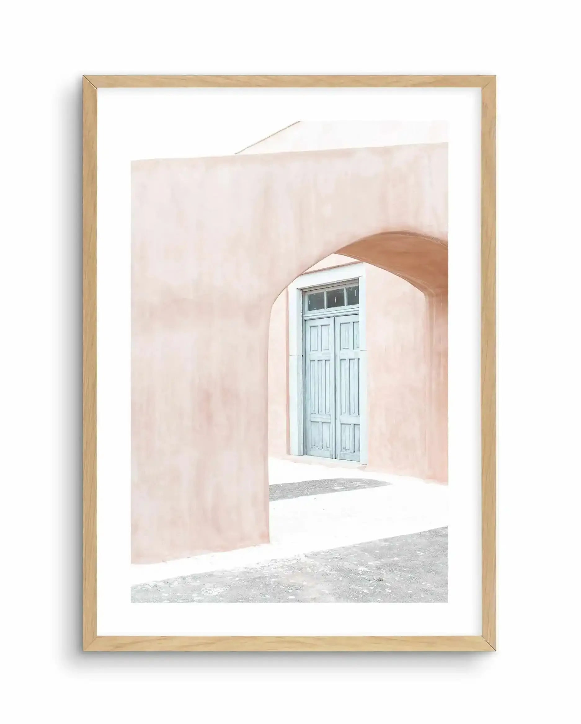 House Of Peach I | Santorini Art Print-Shop Greece Wall Art Prints Online with Olive et Oriel - Our collection of Greek Islands art prints offer unique wall art including blue domes of Santorini in Oia, mediterranean sea prints and incredible posters from Milos and other Greece landscape photography - this collection will add mediterranean blue to your home, perfect for updating the walls in coastal, beach house style. There is Greece art on canvas and extra large wall art with fast, free shippi