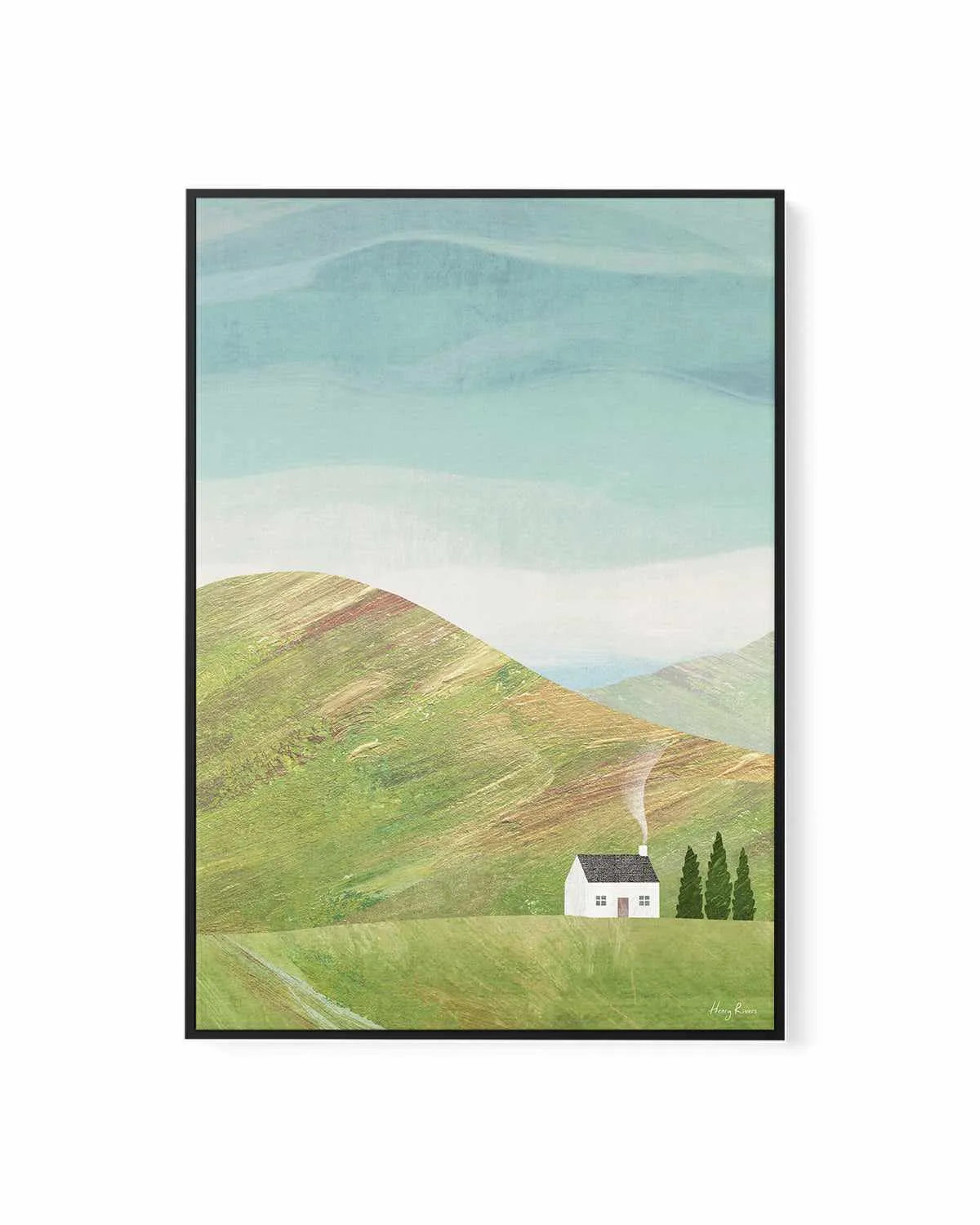 House in the Mountains by Henry Rivers | Framed Canvas Art Print from Olive et Oriel where you can shop wallpaper and artworks online