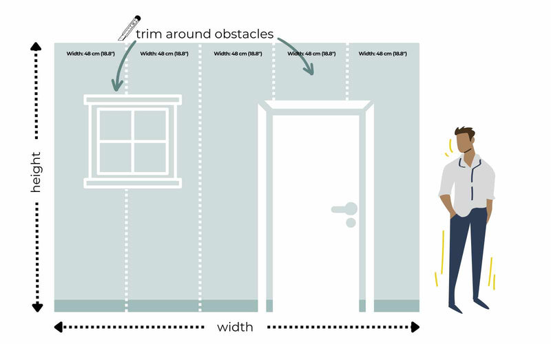 Measuring your home or walls for wallpaper where obstacles are present