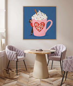 Hug In a Mug by Julia Leister | Framed Canvas Art Print