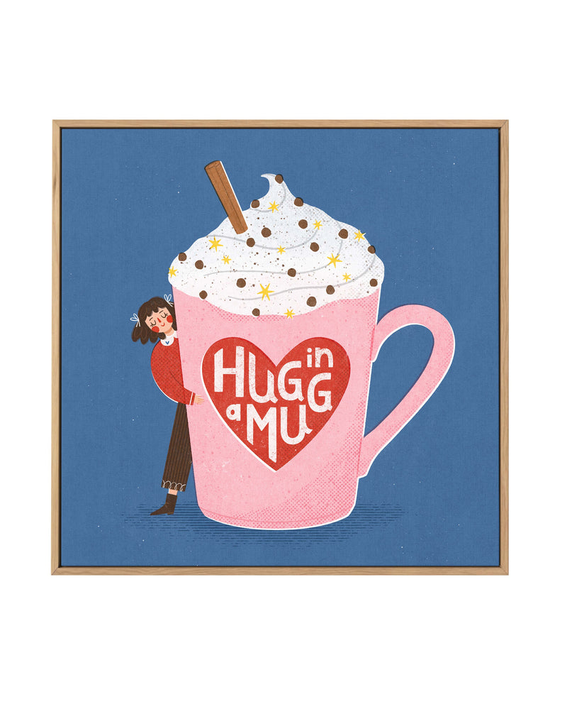 Hug In a Mug by Julia Leister | Framed Canvas Art Print