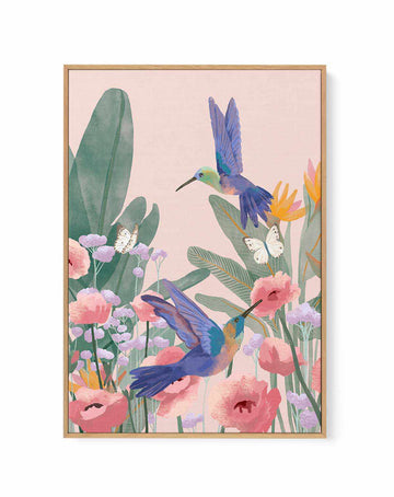Hummingbirds by Goed Blauw | Framed Canvas Art Print from Olive et Oriel where you can shop wallpaper and artworks online