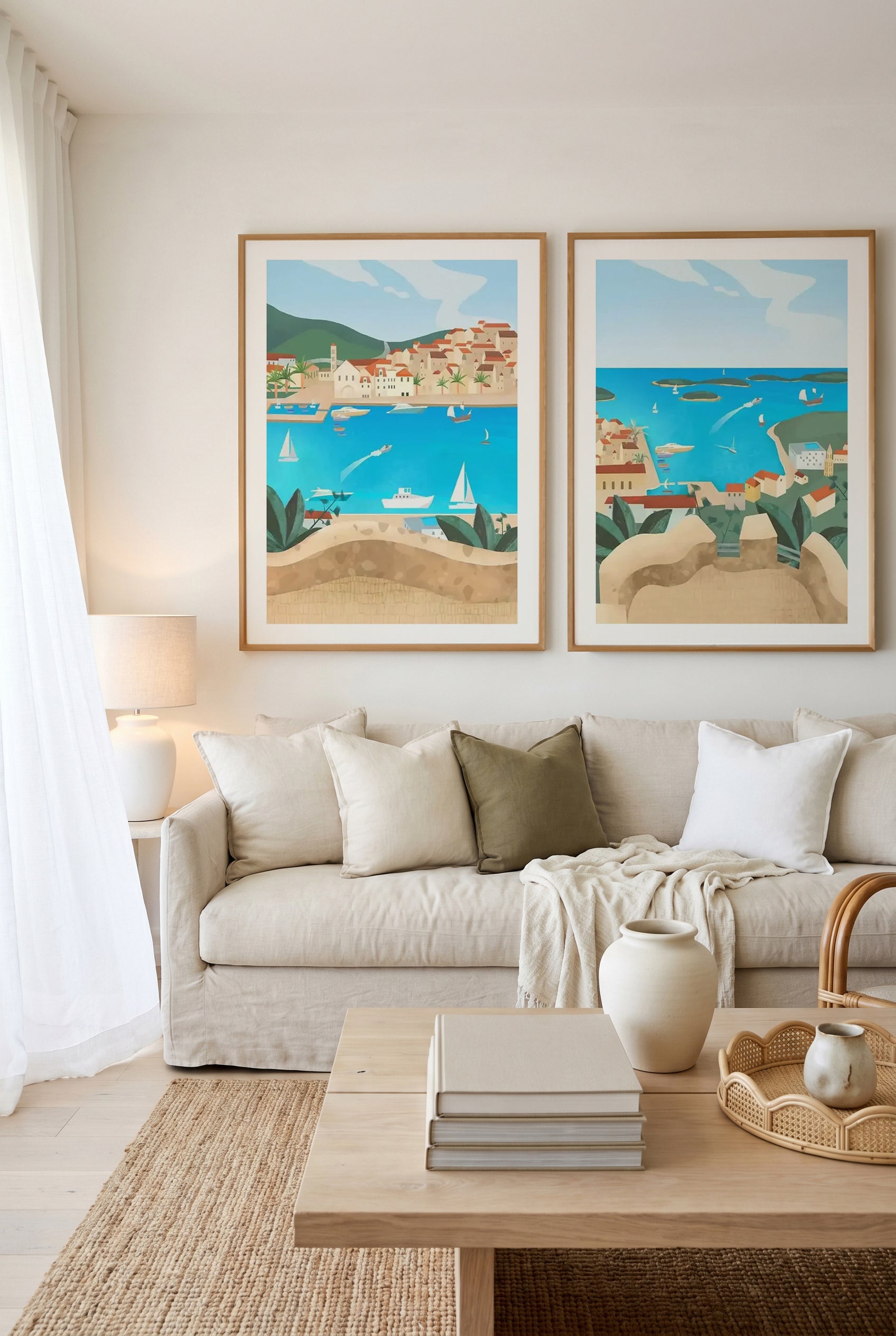Hvar Croatia & Hvar Island by Petra Lizde Art Print Set of 2 | Matching Wall Art