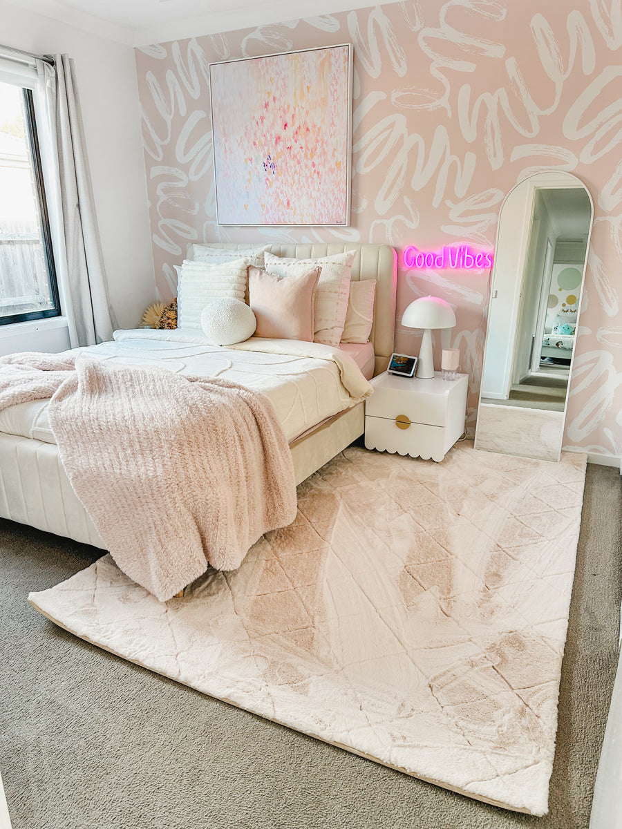 Blush Graffiti Wallpaper from Olive et Oriel where you can shop wallpaper and artworks online