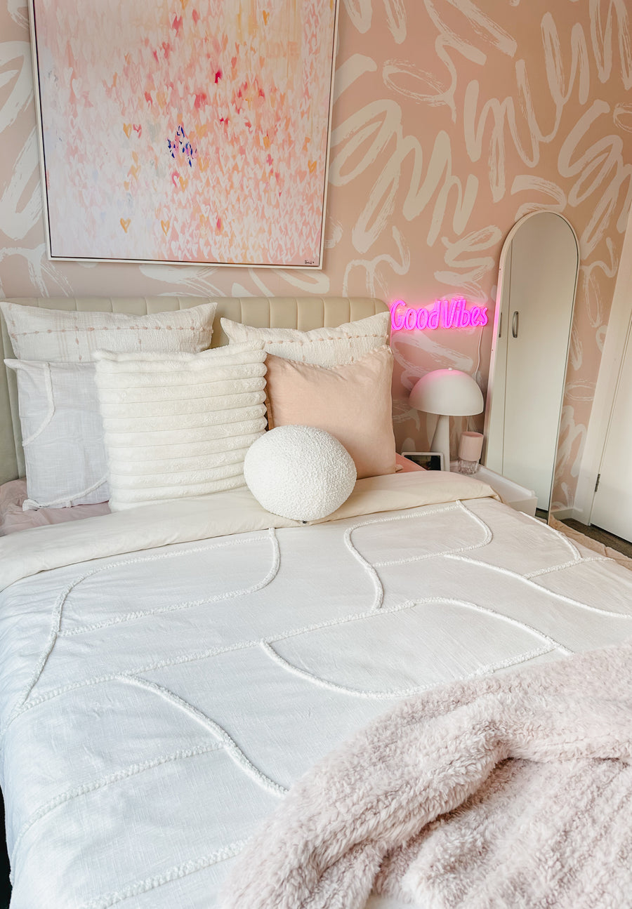 Blush Graffiti Wallpaper from Olive et Oriel where you can shop wallpaper and artworks online