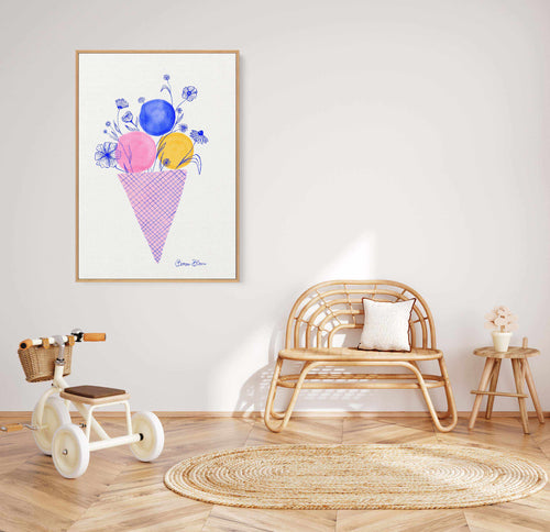 Ice Cream Flowers by Baroo Bloom | Framed Canvas Art Print