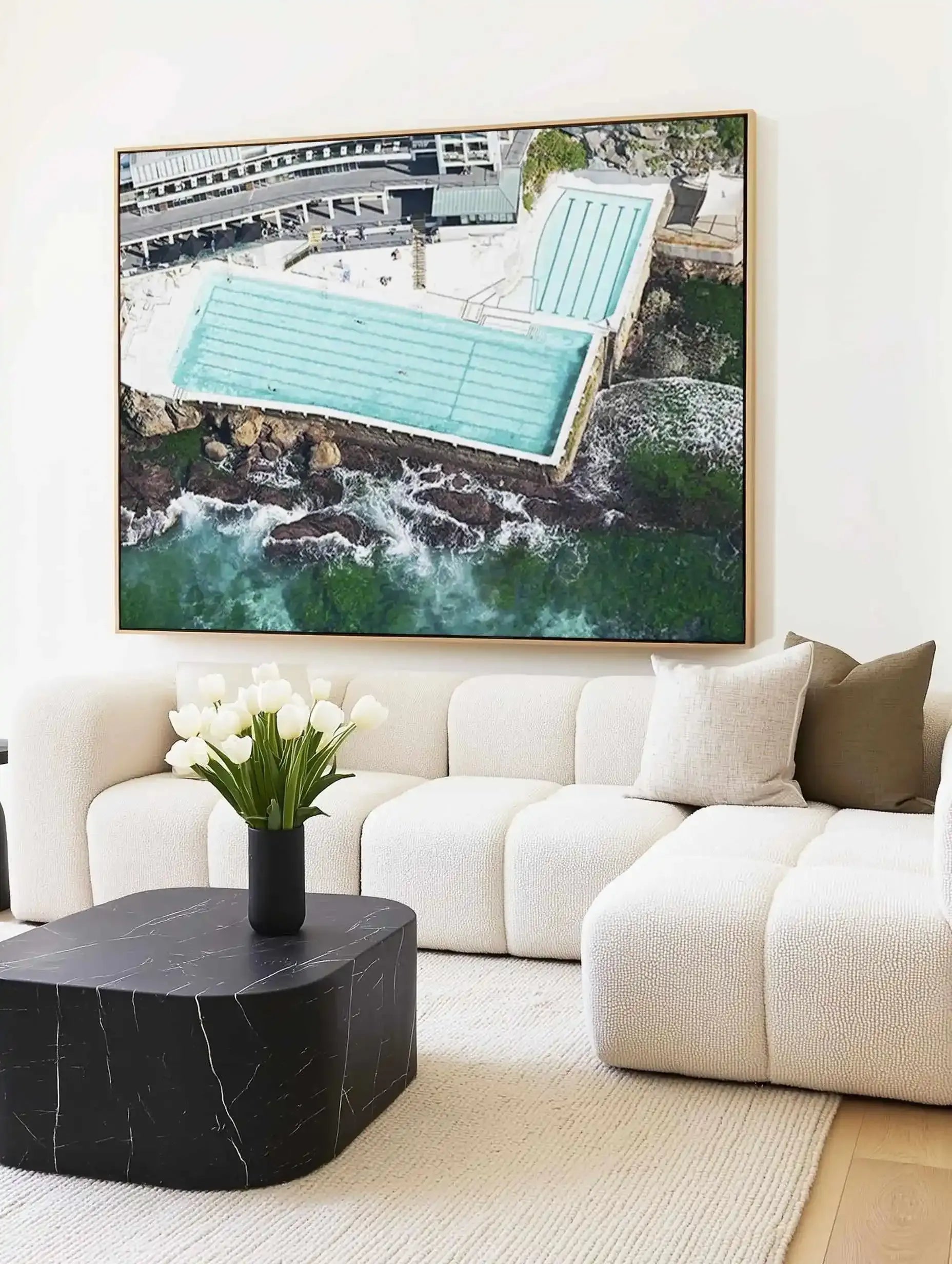 Icebergs from Above, Bondi | Aerial Photo Wall Framed Canvas Art Print from Olive et Oriel where you can shop wallpaper and artworks online