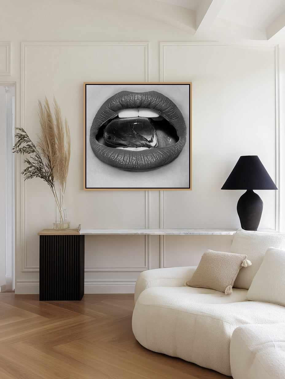 Icey B&W by Amy Hallam | Framed Canvas Art Print from Olive et Oriel where you can shop wallpaper and artworks online