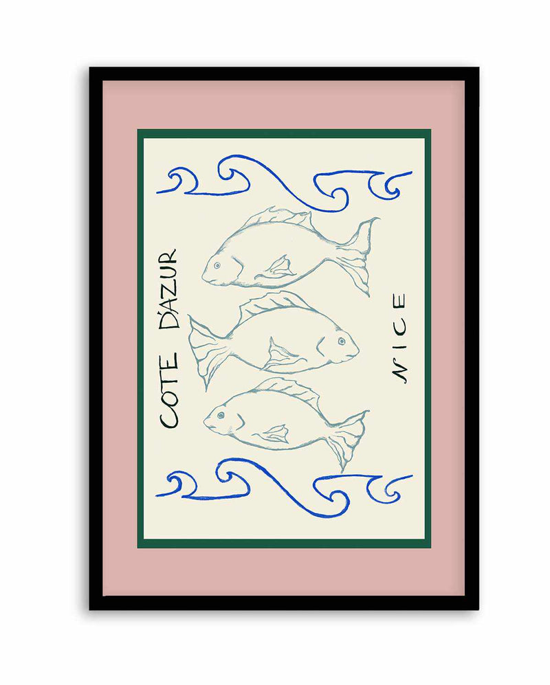 Fish Waves in Pink By AM | Art Print