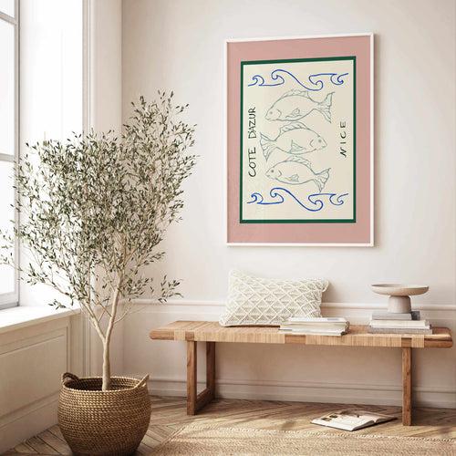 Fish Waves in Pink By AM | Art Print
