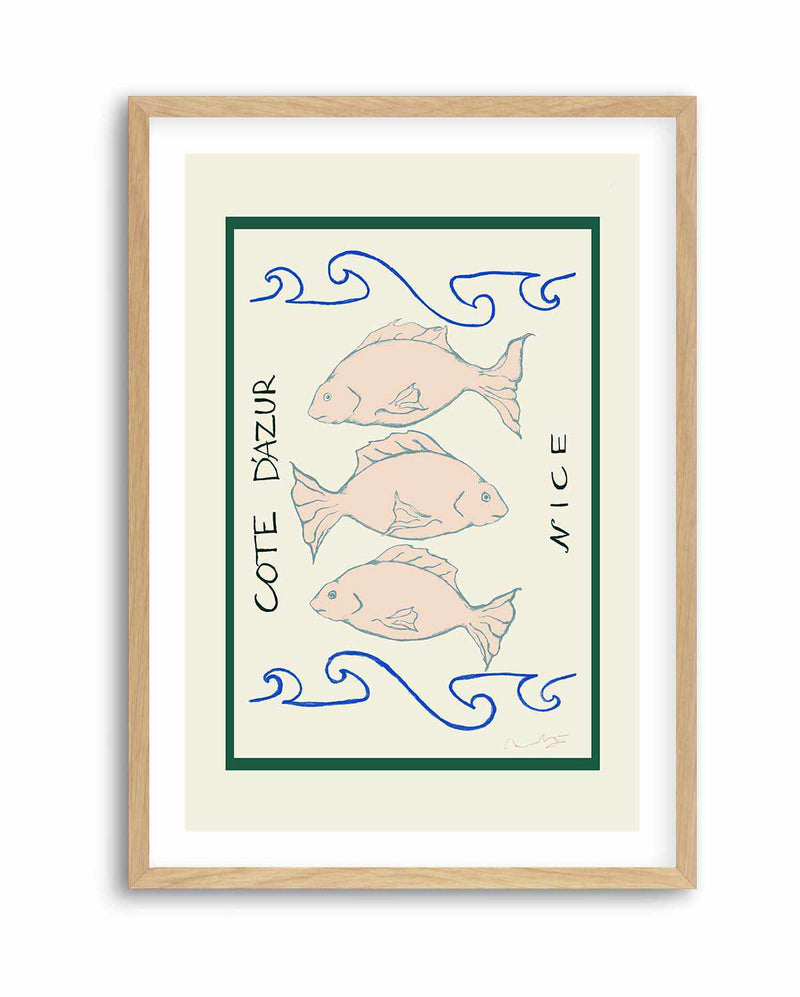 Fish Waves Pink Fish By AM | Art Print