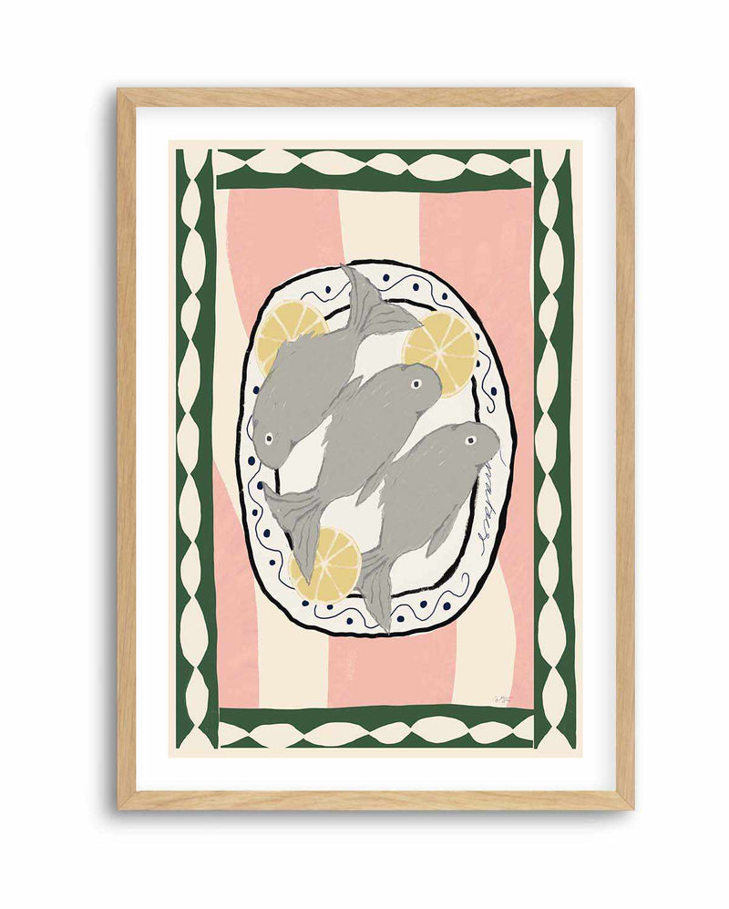 Fish and Lemon In Pink By AM | Art Print