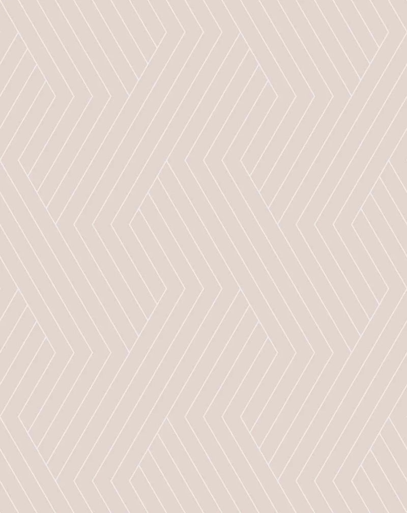 Peel and stick wallpaper featuring a repeating geometric pattern of diagonal lines in a light blush pink hue on a soft, slightly darker blush background, creating a subtle chevron or herringbone effect.