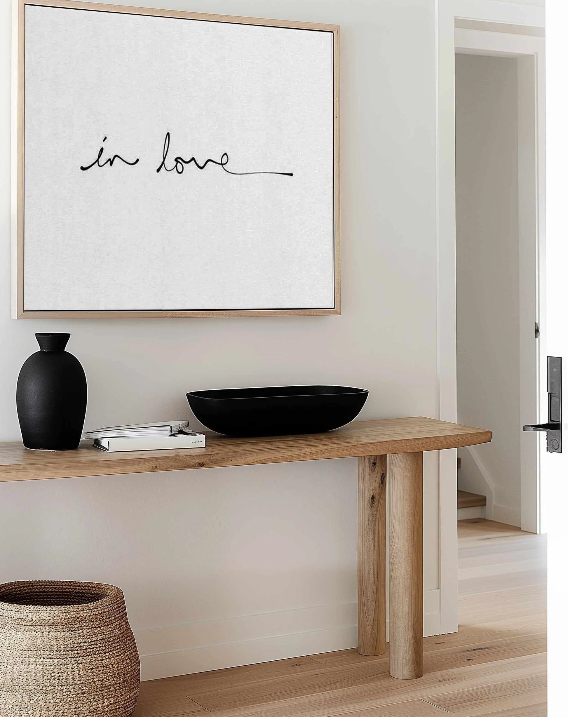 In Love (Hand scripted) | Framed Canvas from Olive et Oriel where you can shop wallpaper and artworks online