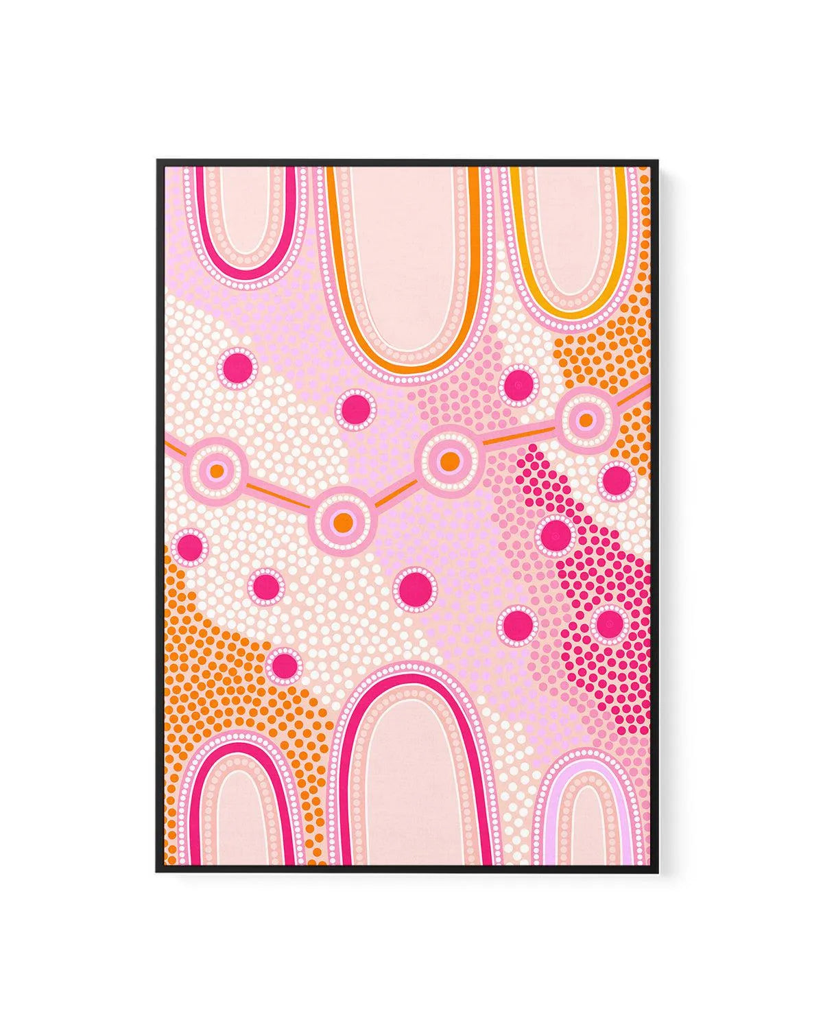 Indigenous Female Journey by Leah Cummins | Framed Canvas Art Print from Olive et Oriel where you can shop wallpaper and artworks online