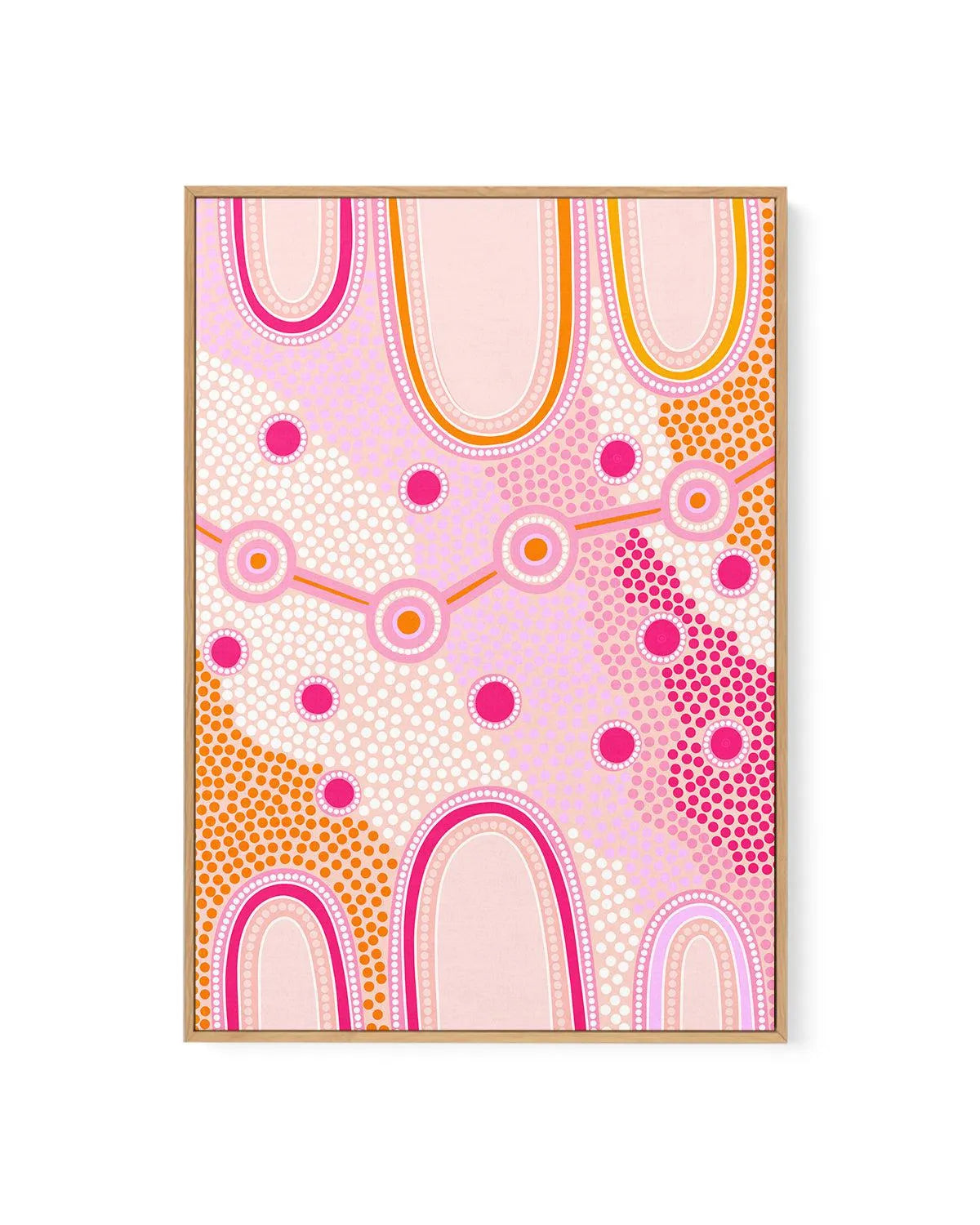 Indigenous Female Journey by Leah Cummins | Framed Canvas Art Print from Olive et Oriel where you can shop wallpaper and artworks online