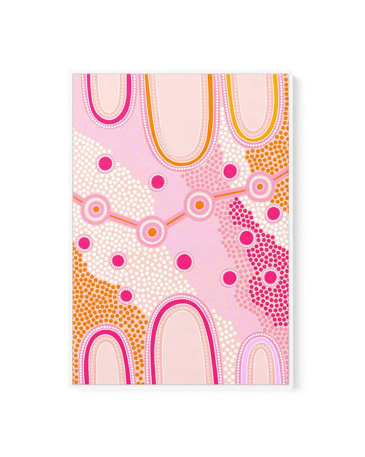 Indigenous Female Journey by Leah Cummins | Framed Canvas Art Print from Olive et Oriel where you can shop wallpaper and artworks online