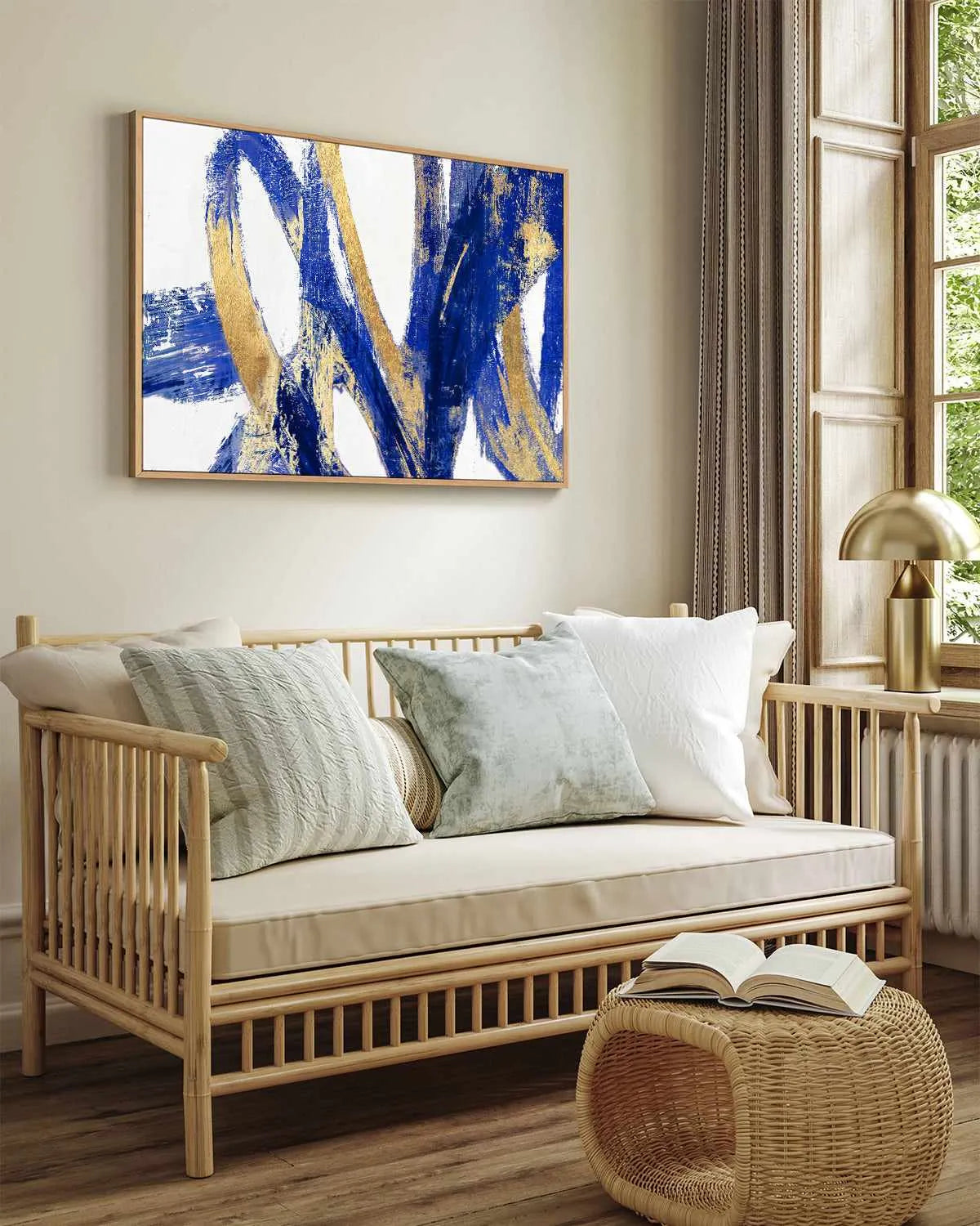 Indigo Abstract V | Framed Canvas Art Print from Olive et Oriel where you can shop wallpaper and artworks online