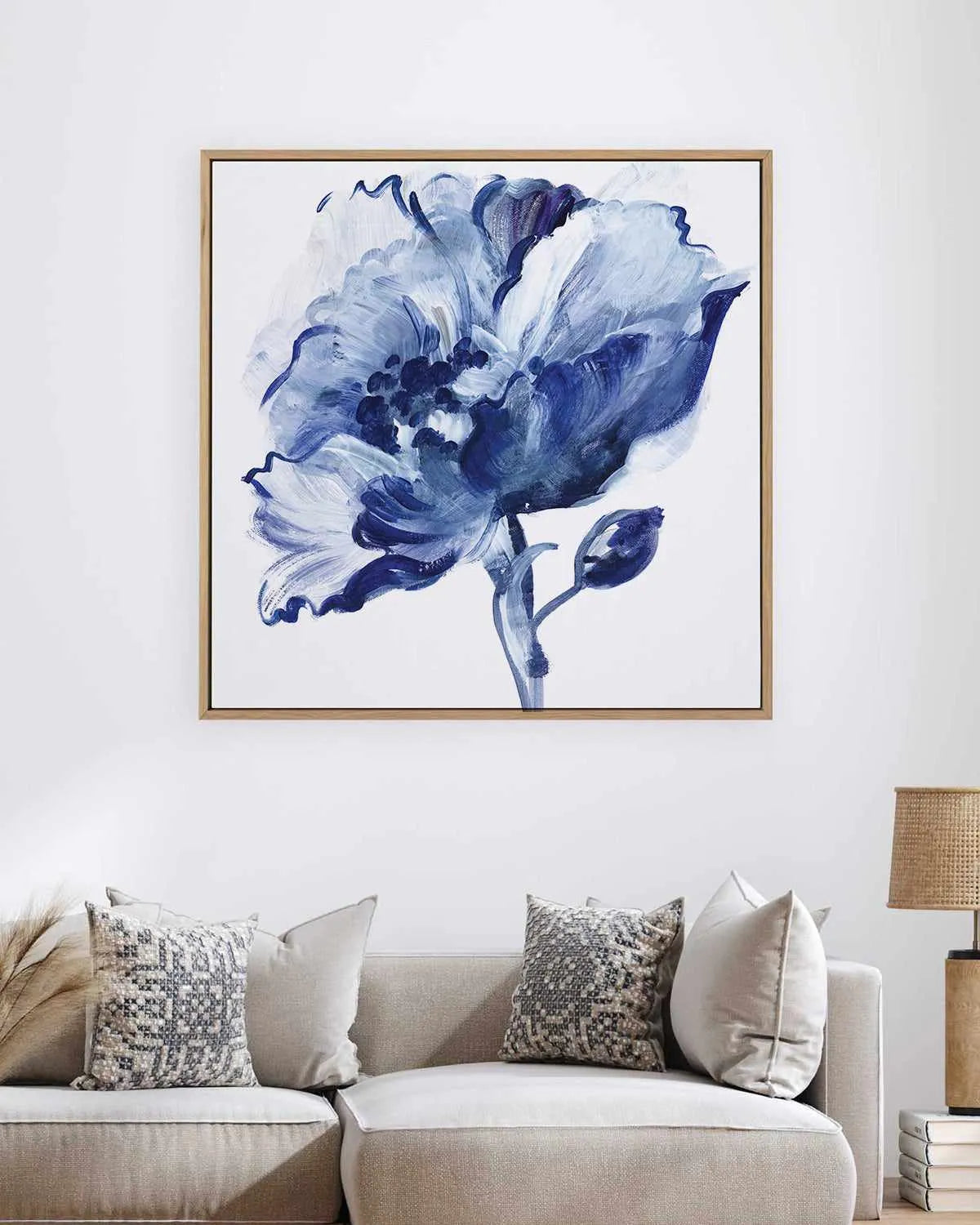 Indigo Flower II | Framed Canvas Art Print from Olive et Oriel where you can shop wallpaper and artworks online