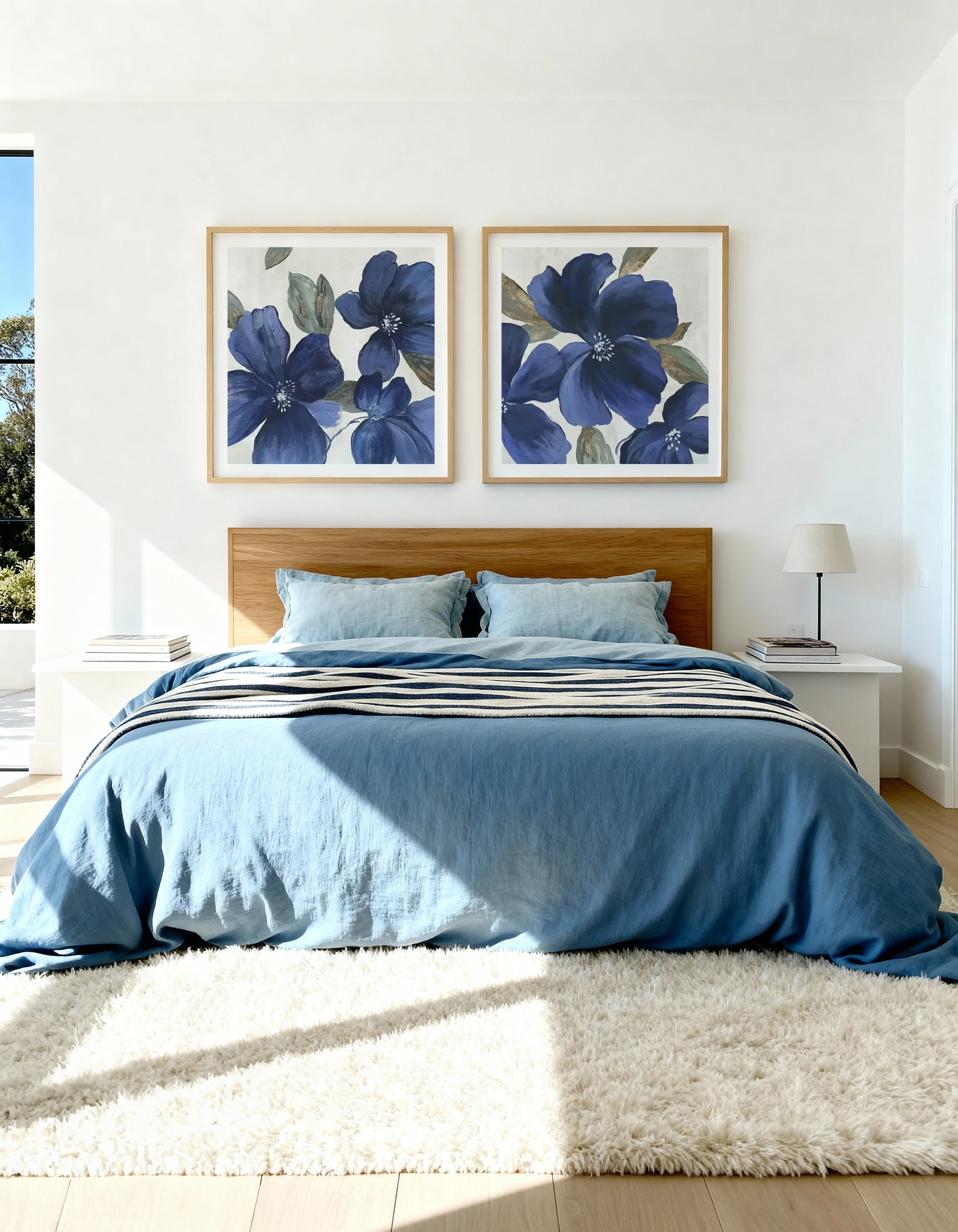 Indigo Spring Florals I & II Art Print Set of 2 | Matching Wall Art
