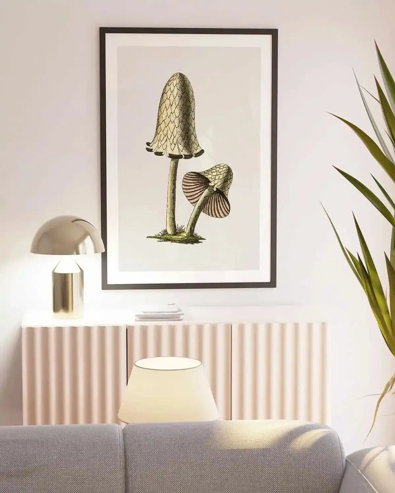 Inky Cap Edible Mushroom Vintage Illustration Art Print from Olive et Oriel where you can shop wallpaper and artworks online
