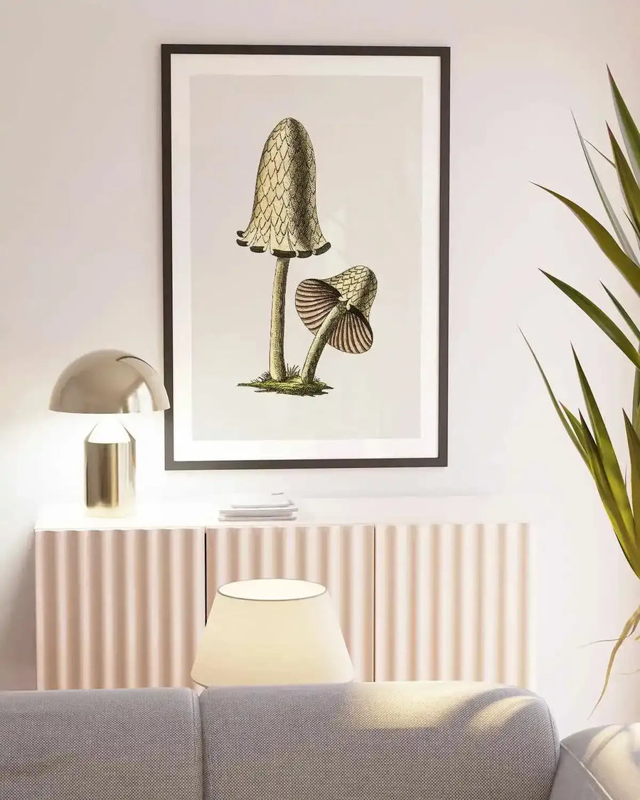 Inky Cap Edible Mushroom Vintage Illustration Art Print from Olive et Oriel where you can shop wallpaper and artworks online