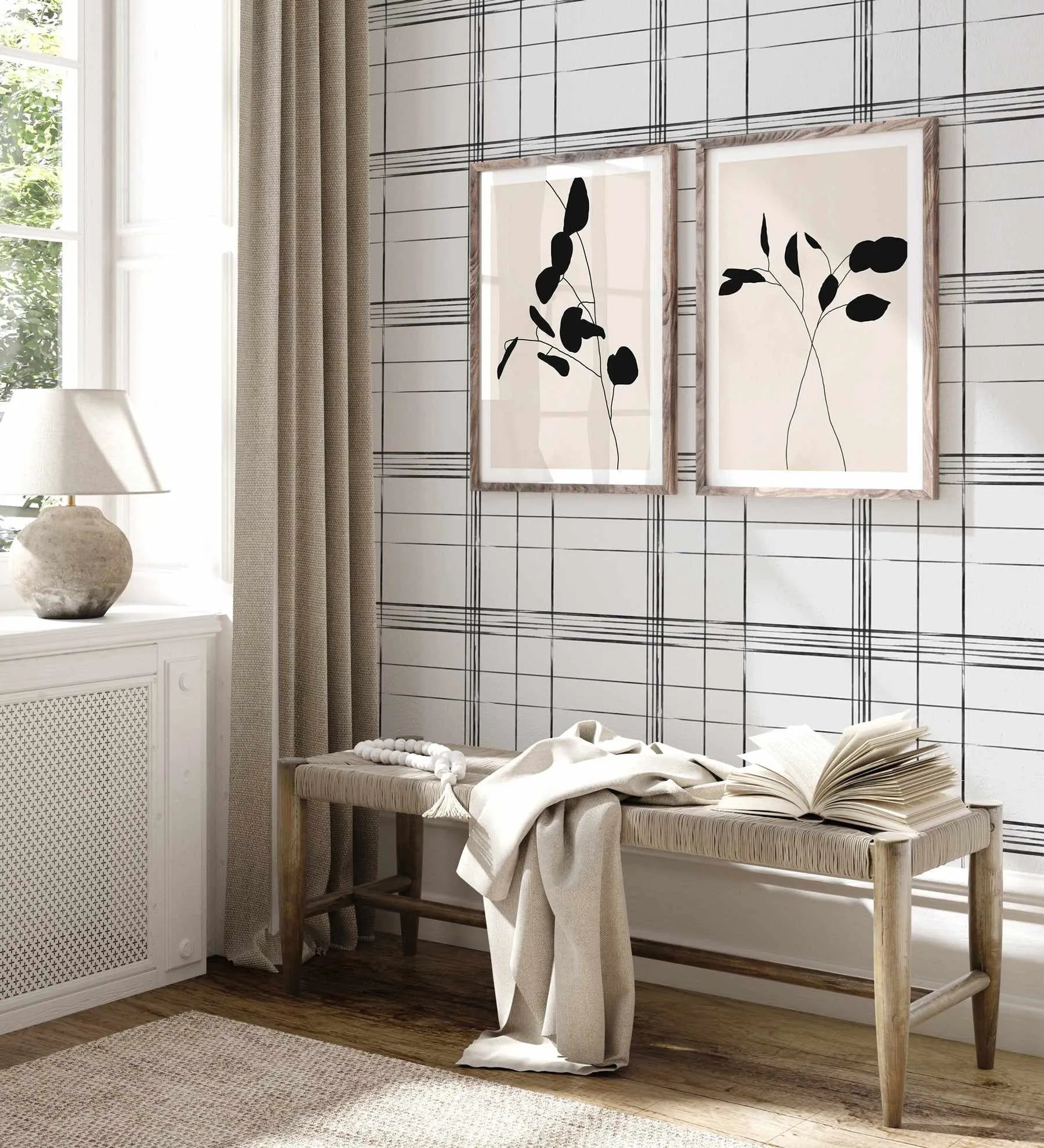 Inky Plaid Wallpaper-Wallpaper-Buy-Australian-Removable-Wallpaper-In-Gingham-Wallpaper-Peel-And-Stick-Wallpaper-Online-At-Olive-et-Oriel-Shop-Plaid-&-Check-Style-Wall-Papers-Decorate-Your-Bedroom-Living-Room-Kids-Room-or-Commercial-Interior